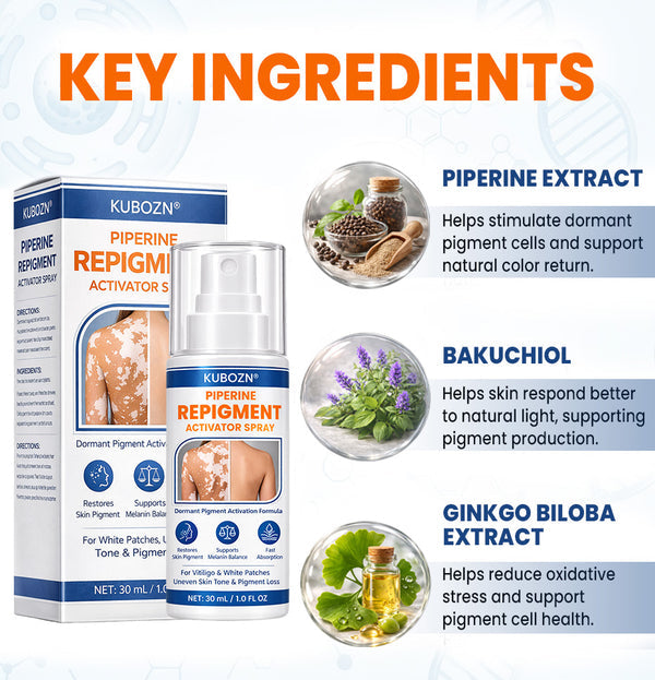 ⚡KUBOZN® Piperine Repigment Activator Spray to Reactivate Dormant Pigment Cells & Restore Natural Skin Color